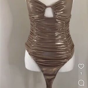 Metallic Brown Ruched Women's Top